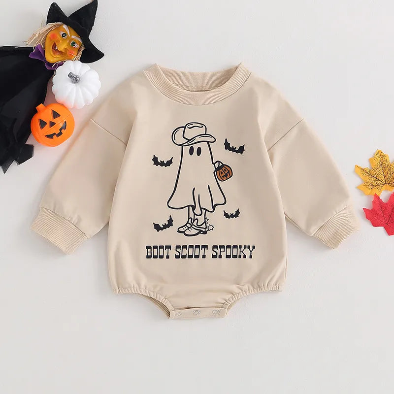 Adorable Baby Halloween Ghost Print Bodysuit