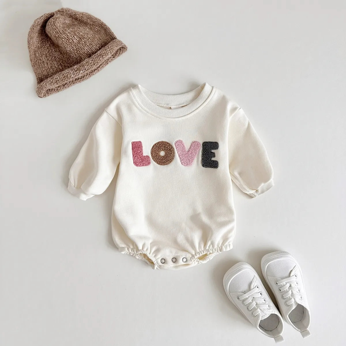 Baby LOVE Embroidery Sweatshirt Romper