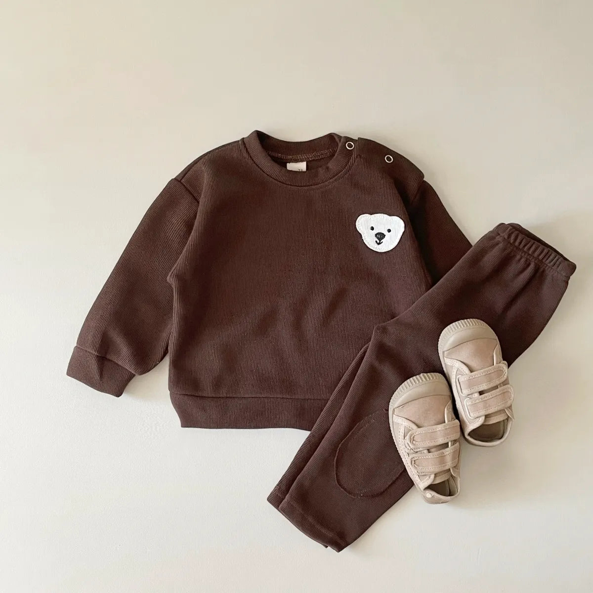 Baby Clothing Set with Cartoon Big Goose and Little Bear Pattern🍂👶