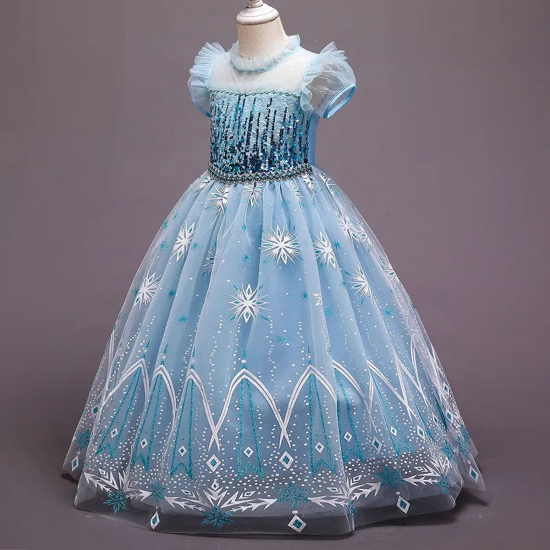 Elsa Frozen Princess Dress with Cape - Perfect for Special Occasions