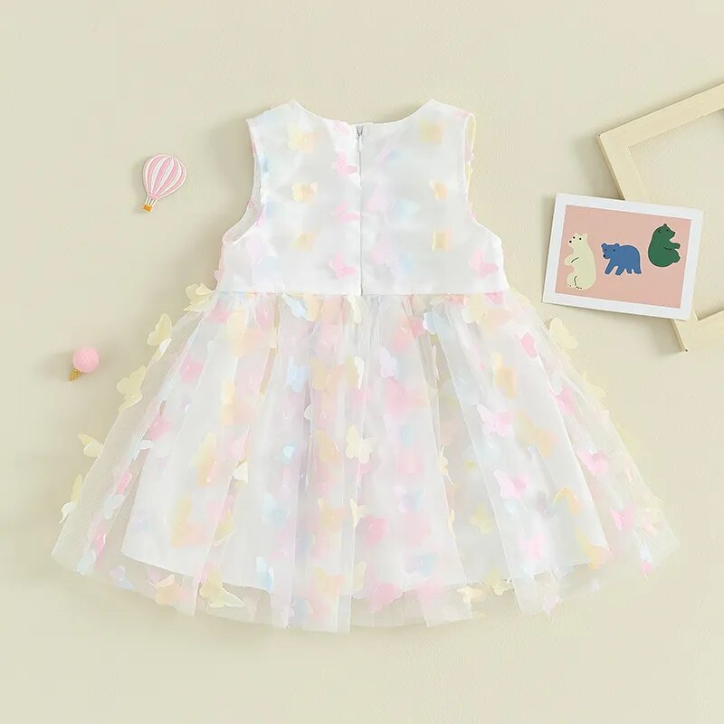 Baby Girl Butterfly Sleeveless Tulle Party Dress