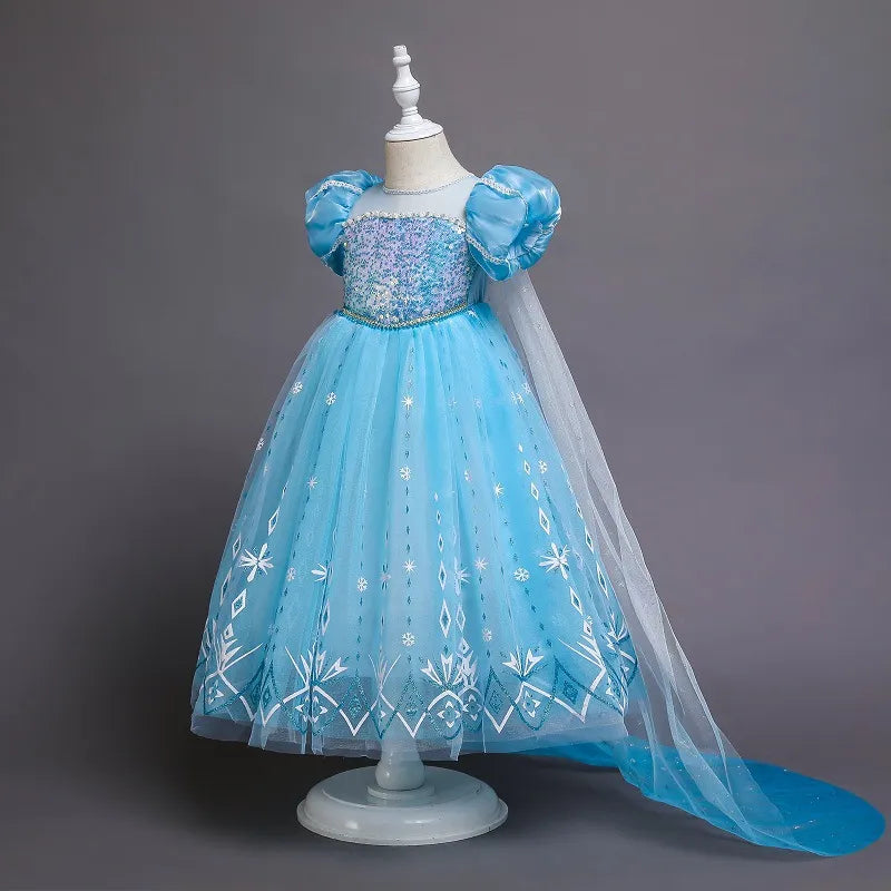 Elsa Frozen Princess Dress with Cape - Perfect for Special Occasions