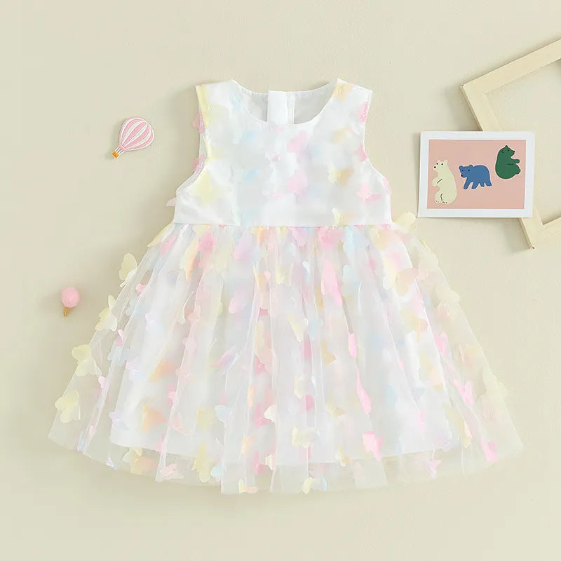 Baby Girl Butterfly Sleeveless Tulle Party Dress
