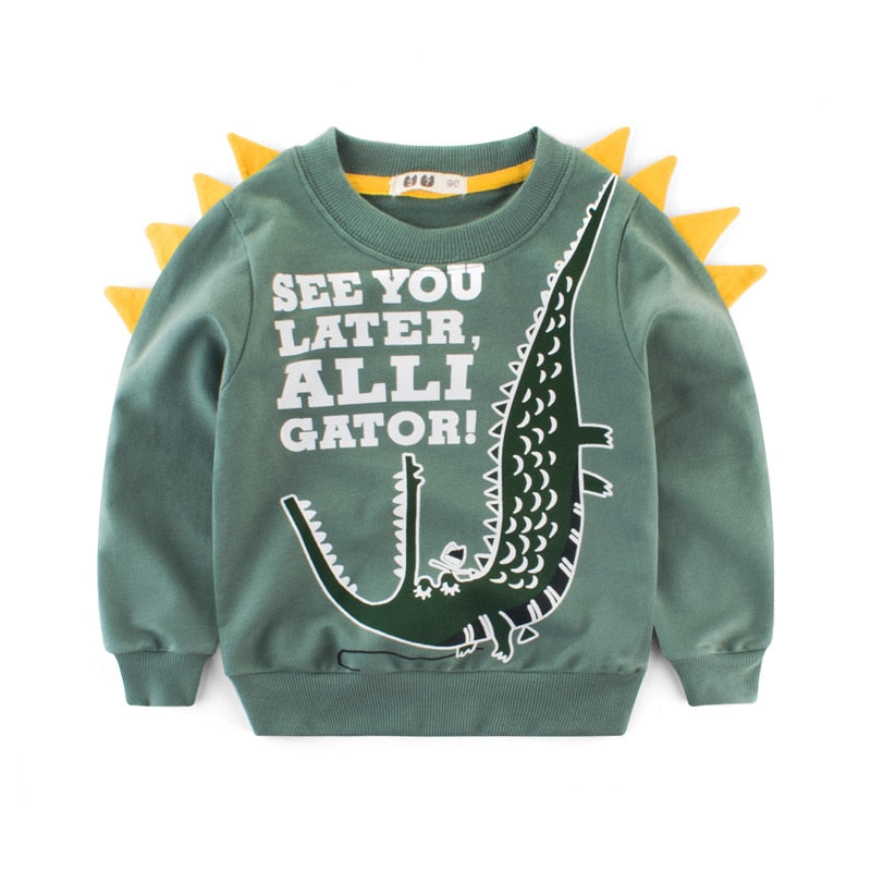 Baby Boy Cotton Dinosaur Sweatshirt Tops