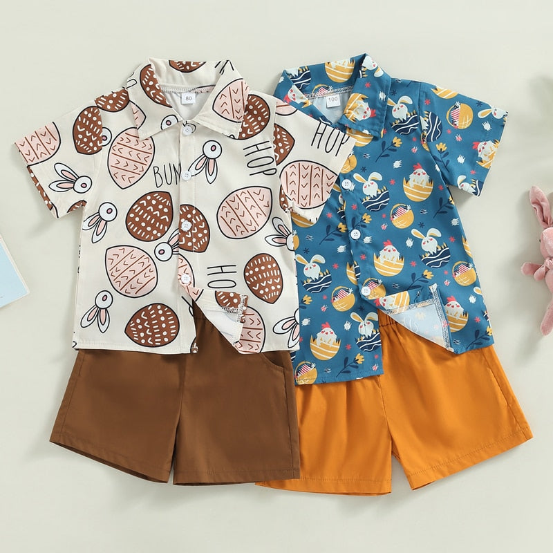 Easter Rabbit Print Shorts Set - Baby Boys, Kids 0-5 Years