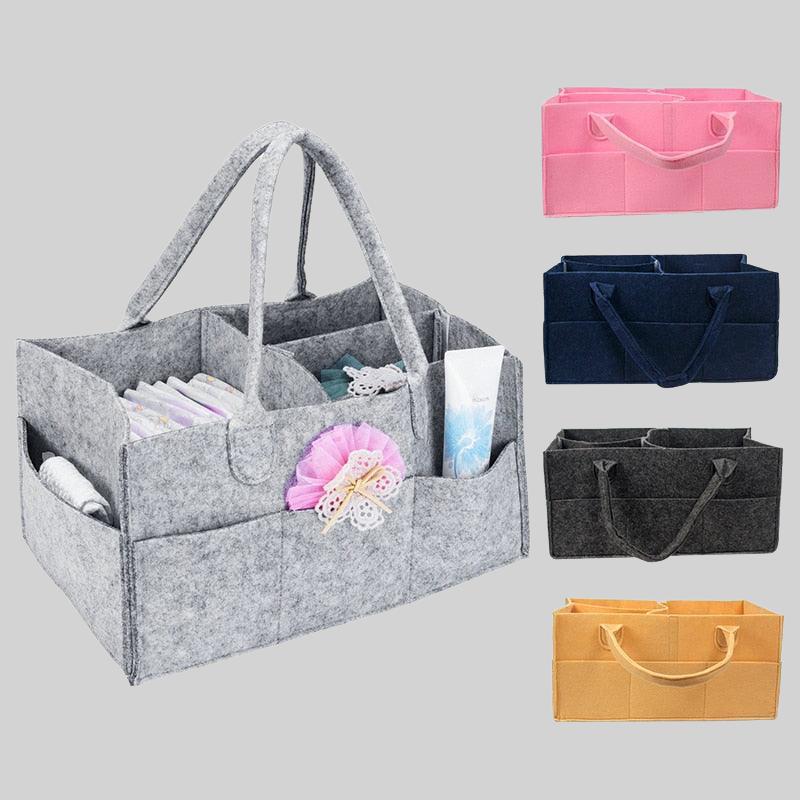 Foldable Felt Diaper Caddy Bag, Organiser for Mom and Baby, Pink